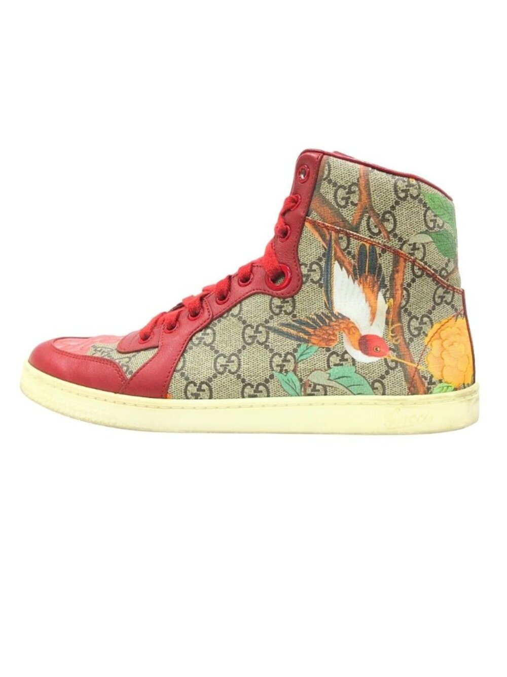 Gucci GG Tian Supreme Monogram High-Top Sneakers Logo Beige 38.5